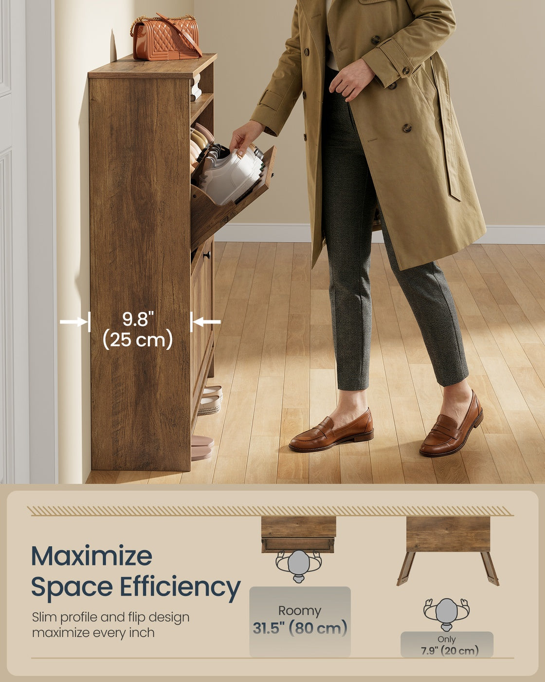 Shoe Cabinet, Snapsemble Superfast Assembly, Shoe Storage Cabinet for Entryway with 2 Flip Drawers - image 14