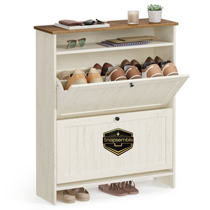 Shoe Cabinet, Snapsemble Superfast Assembly, Shoe Storage Cabinet for Entryway with 2 Flip Drawers - image 15