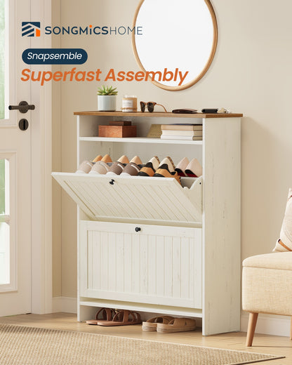 Shoe Cabinet, Snapsemble Superfast Assembly, Shoe Storage Cabinet for Entryway with 2 Flip Drawers - image 2