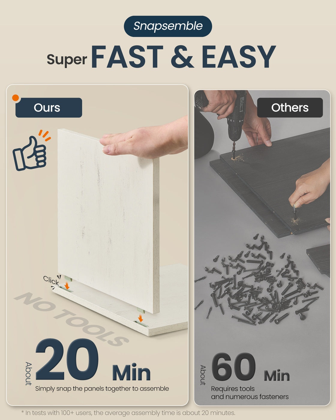 Shoe Cabinet, Snapsemble Superfast Assembly, Shoe Storage Cabinet for Entryway with 2 Flip Drawers - image 4
