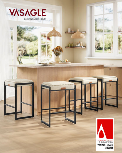 EKHO Collection - Bar Stools Set of 4, Counter Height Bar Stools, Cream White