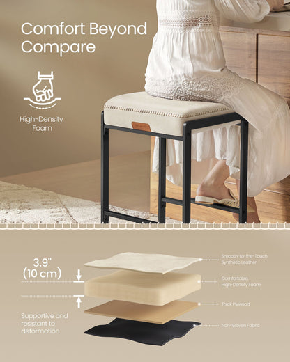 EKHO Collection - Bar Stools Set of 4, Counter Height Bar Stools, Cream White