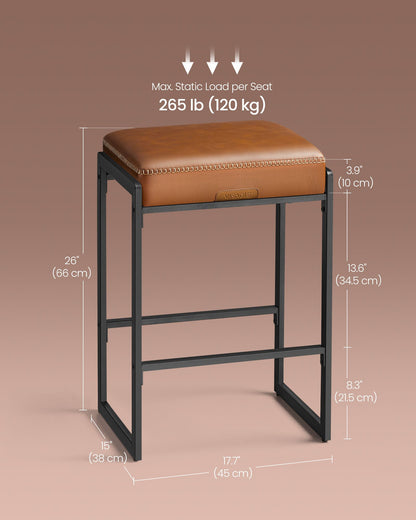 EKHO Collection Bar Stools Set of 3, Caramel Brown