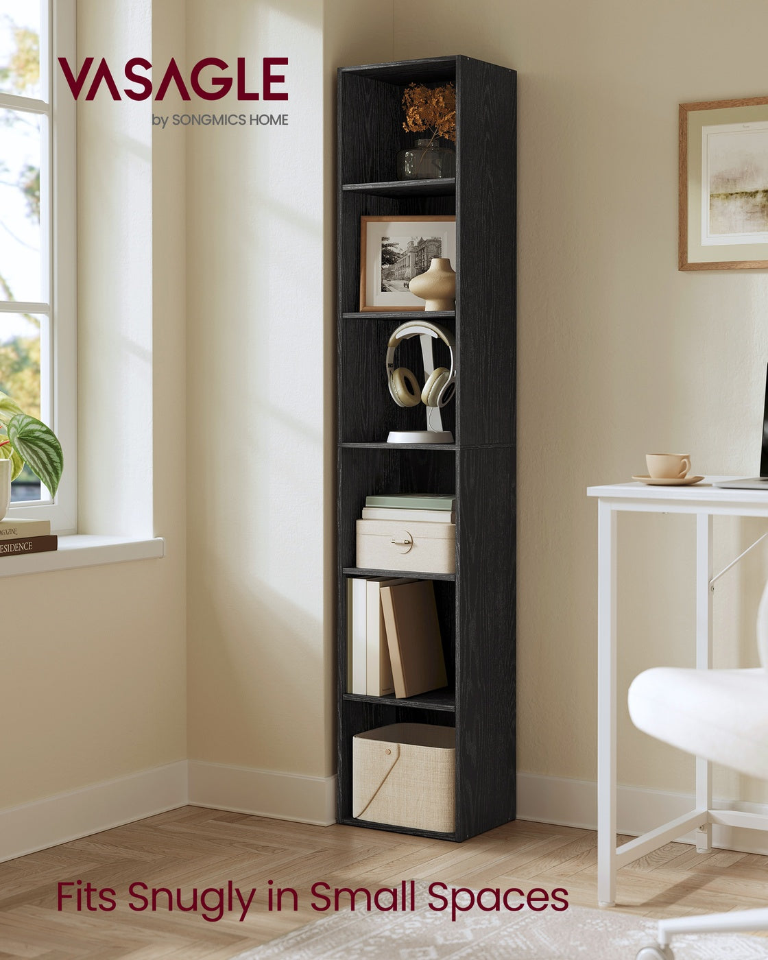 Bookshelf, 4-Tier, 9.4 x 11.8 x 41.7 Inches, Ebony Black - image 9