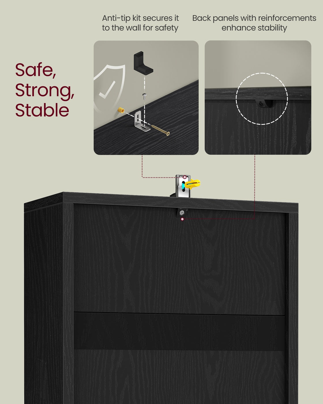 Bookshelf, 4-Tier, 9.4 x 11.8 x 41.7 Inches, Ebony Black - image 4