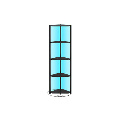 5-Tier LED Corner Shelf with Remote-Controlled Lighting, Ebony Black - image 1