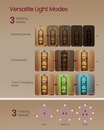 5-Tier Corner Shelf with Adjustable LED Lights Rustic Brown - image 12