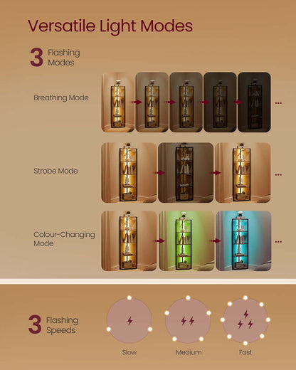5-Tier Corner Shelf with Adjustable LED Lights Rustic Brown - image 5