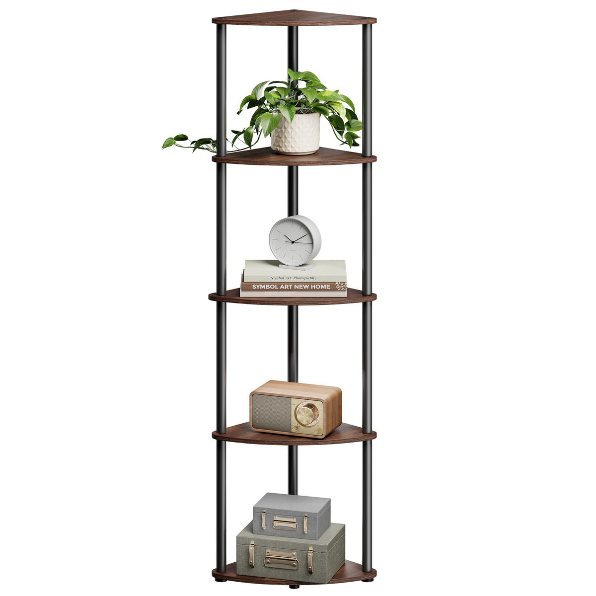 Corner Shelf, Superfast Toolless Assembly, 5-Tier Corner Standing Shelf, Corner Shelf Stand