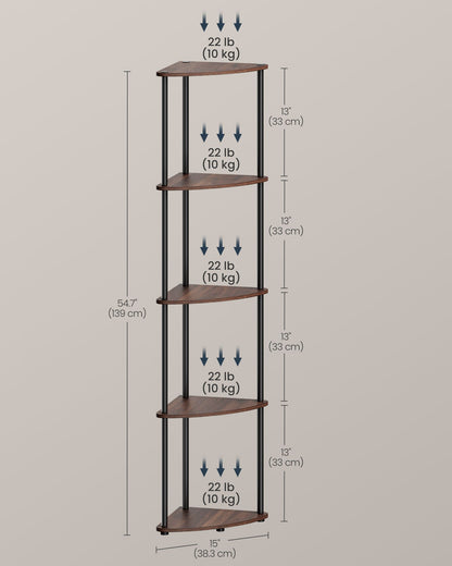 Corner Shelf, Superfast Toolless Assembly, 5-Tier Corner Standing Shelf, Corner Shelf Stand