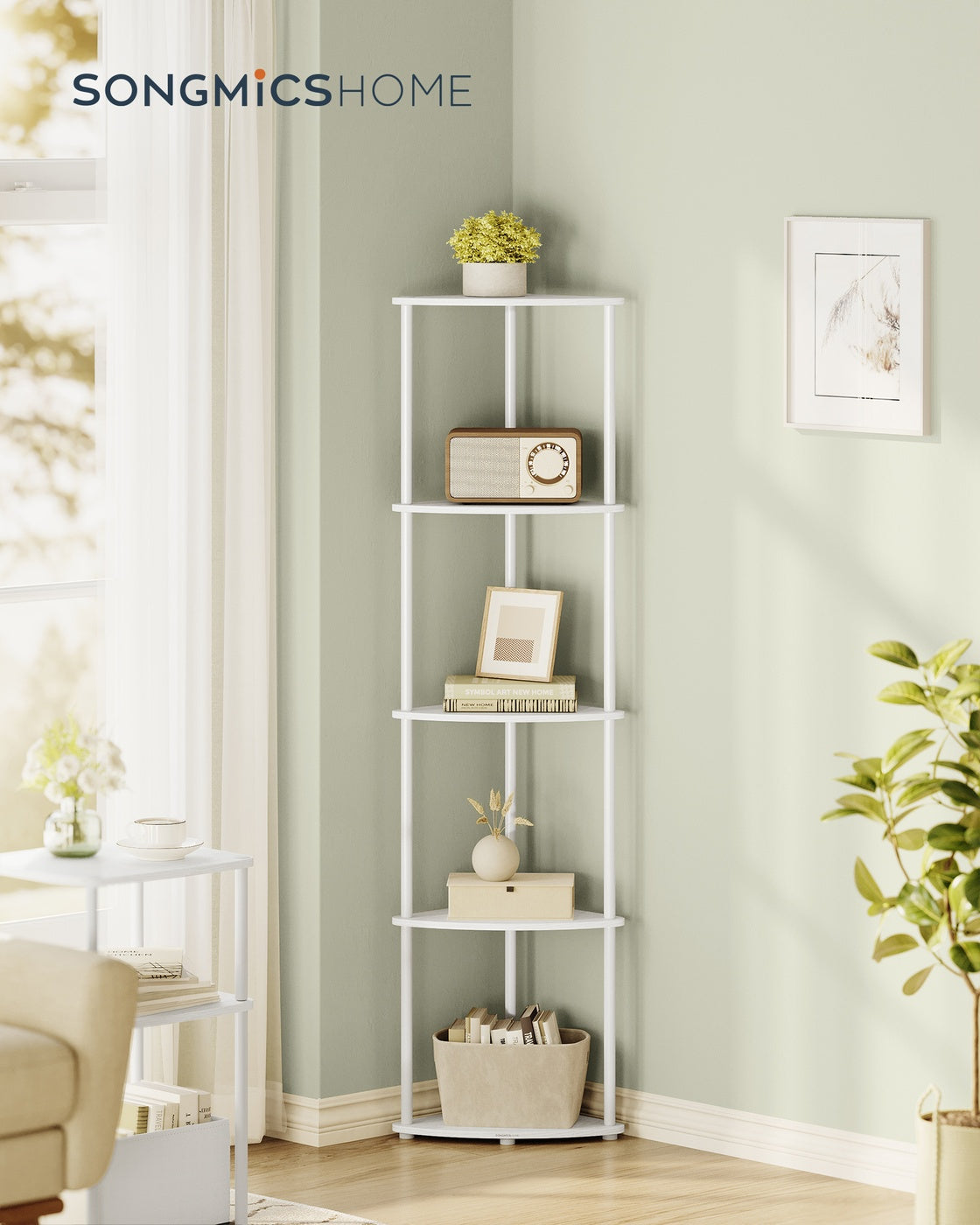 Corner Shelf, Superfast Toolless Assembly, 5-Tier Corner Standing Shelf, Corner Shelf Stand