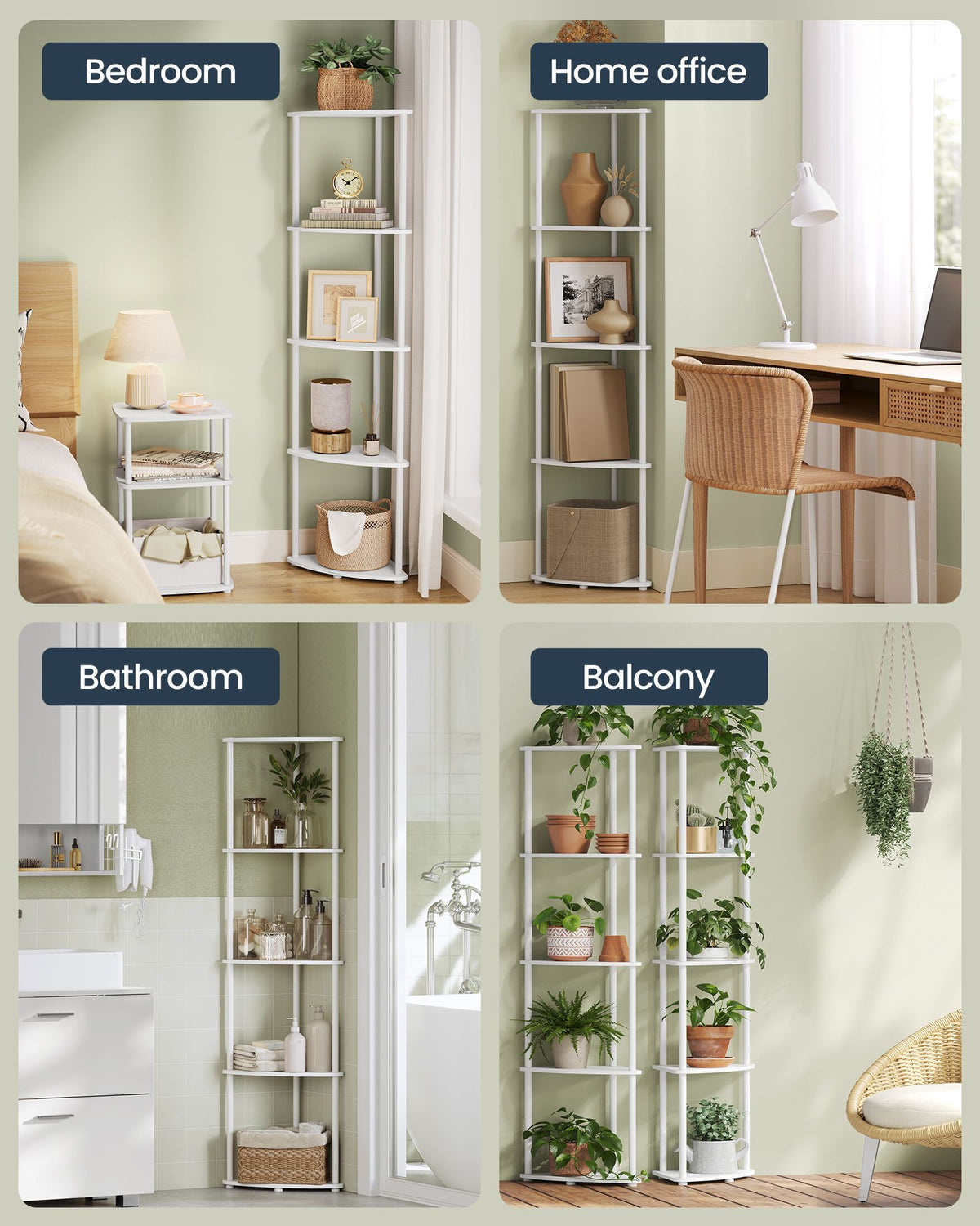 Corner Shelf, Superfast Toolless Assembly, 5-Tier Corner Standing Shelf, Corner Shelf Stand