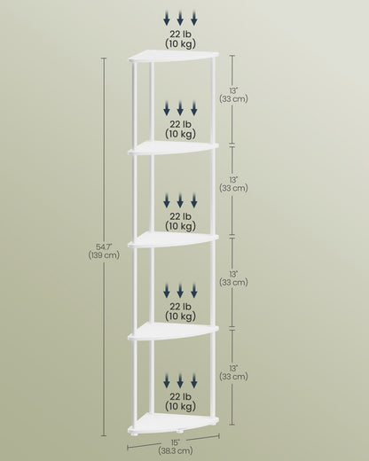 Corner Shelf, Superfast Toolless Assembly, 5-Tier Corner Standing Shelf, Corner Shelf Stand