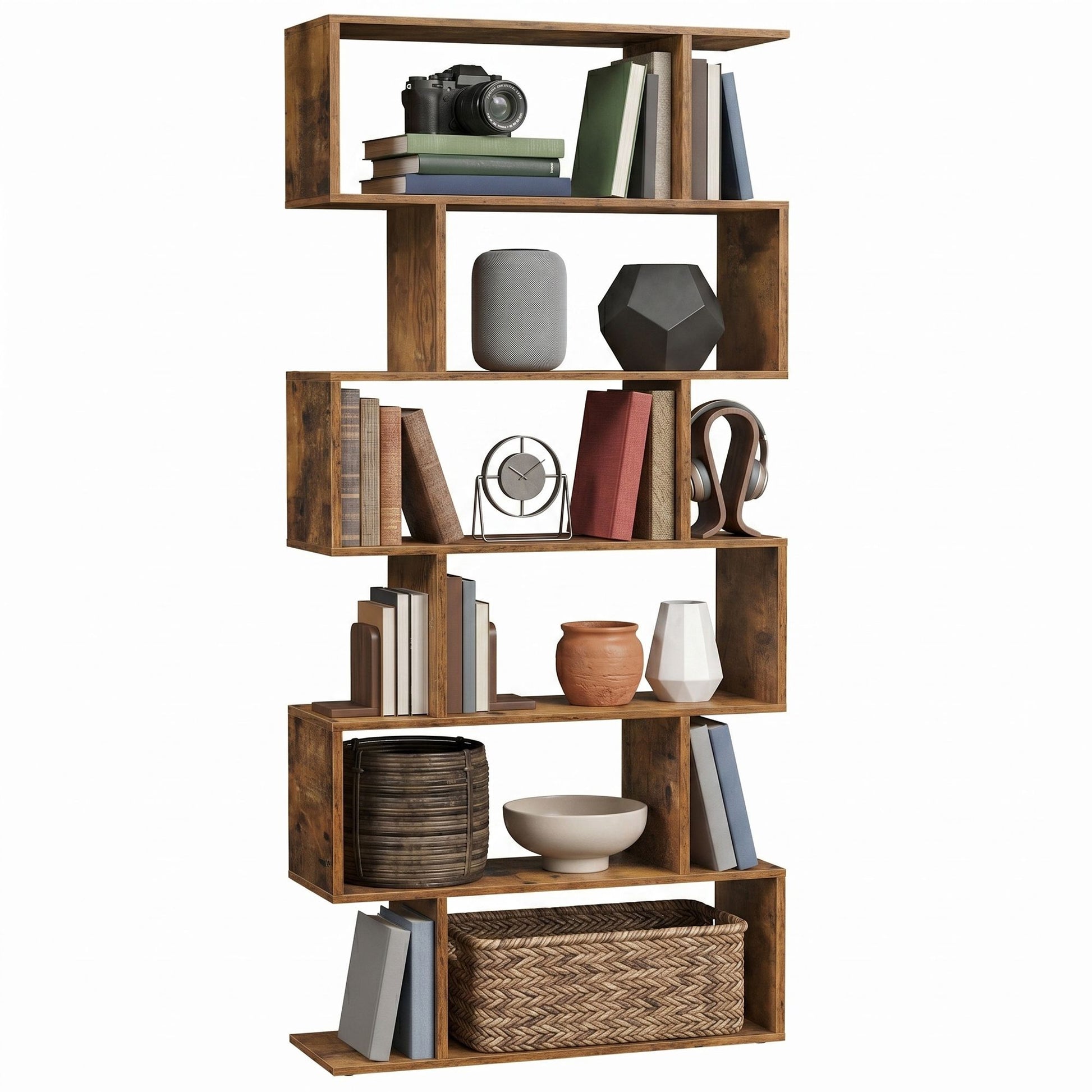 Bookshelf, 6-Tier Bookcase, Room Divider - image 2