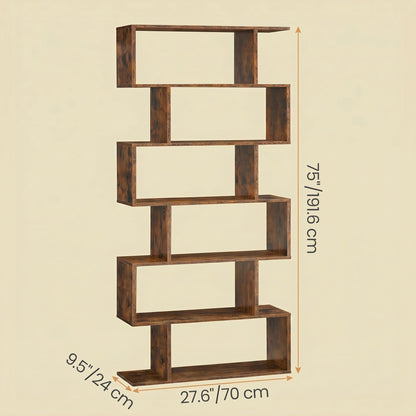 Bookshelf, 6-Tier Bookcase, Room Divider - image 3