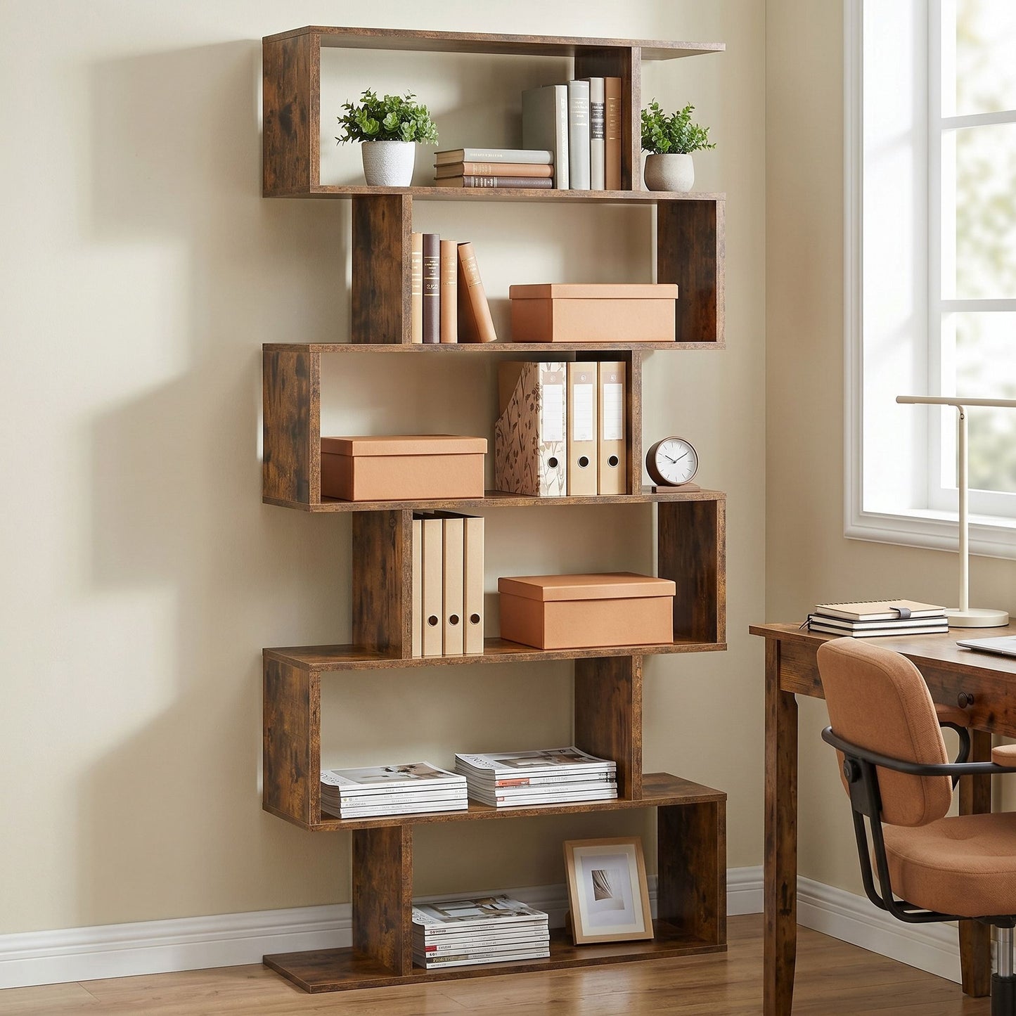 Bookshelf, 6-Tier Bookcase, Room Divider - image 4