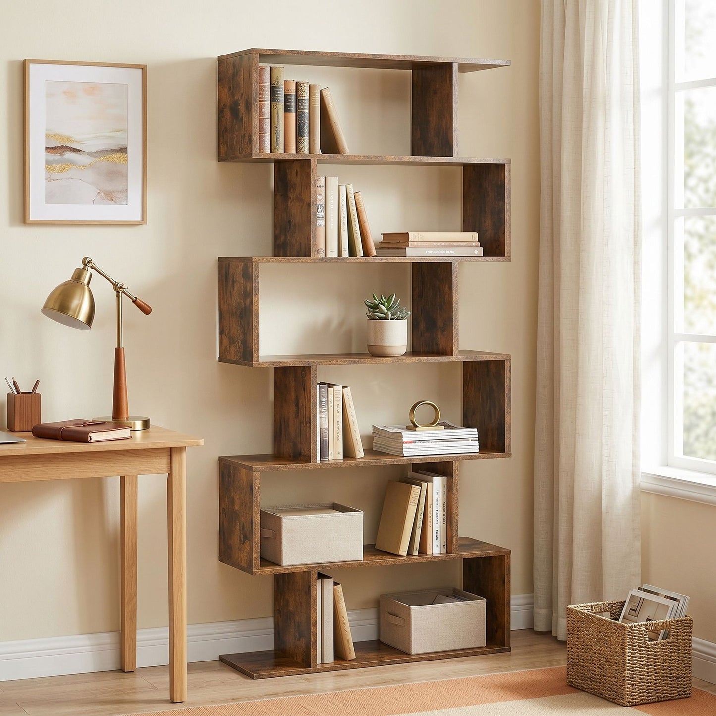 Bookshelf, 6-Tier Bookcase, Room Divider - image 5