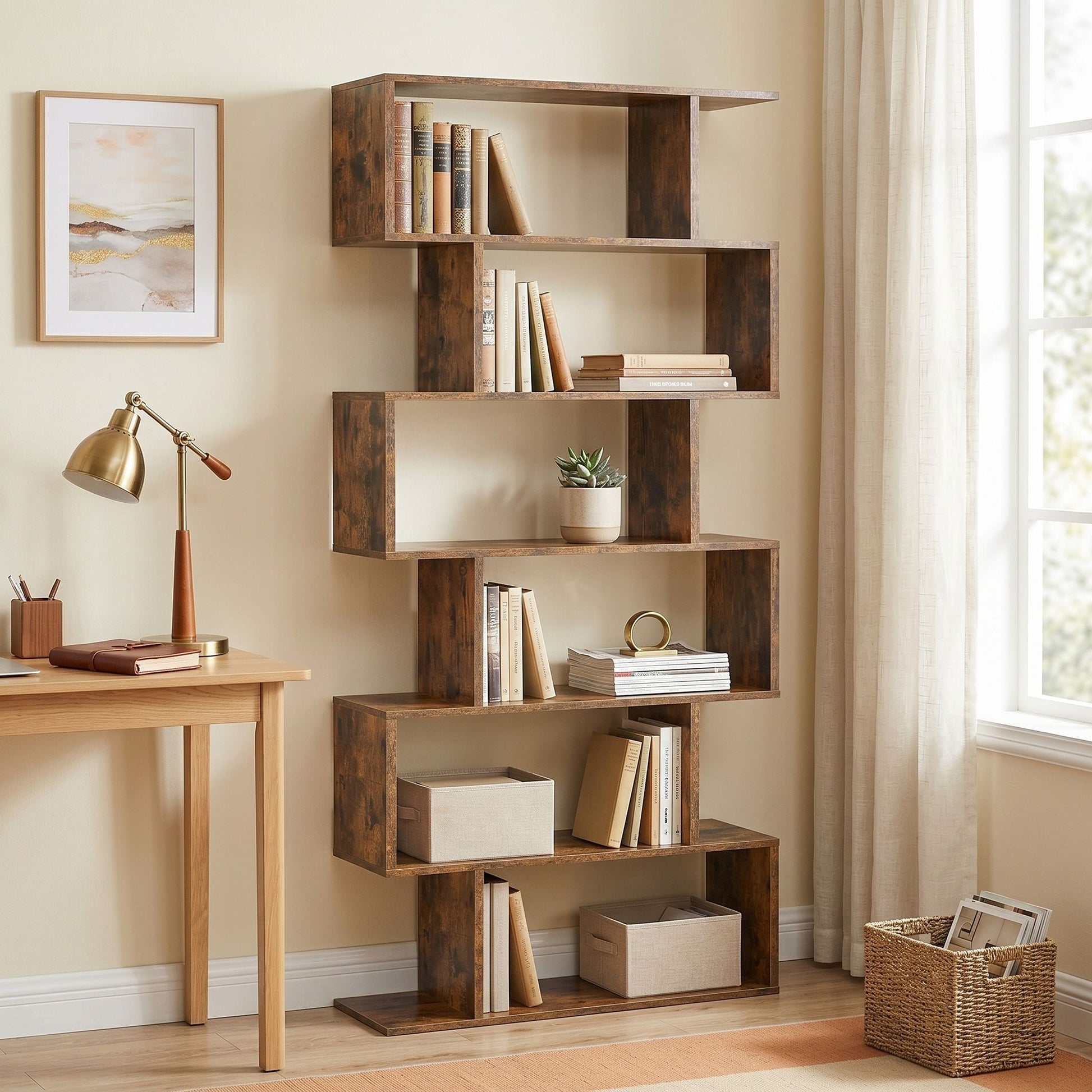 Bookshelf, 6-Tier Bookcase, Room Divider - image 5