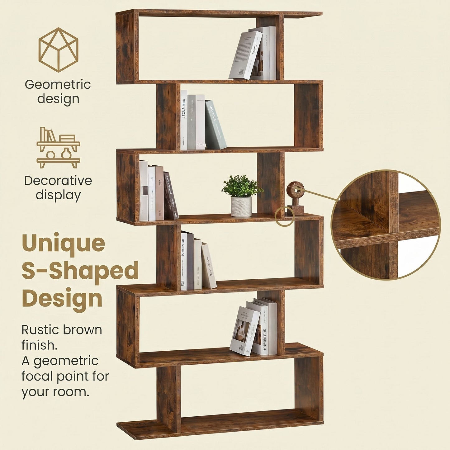 Bookshelf, 6-Tier Bookcase, Room Divider - image 6