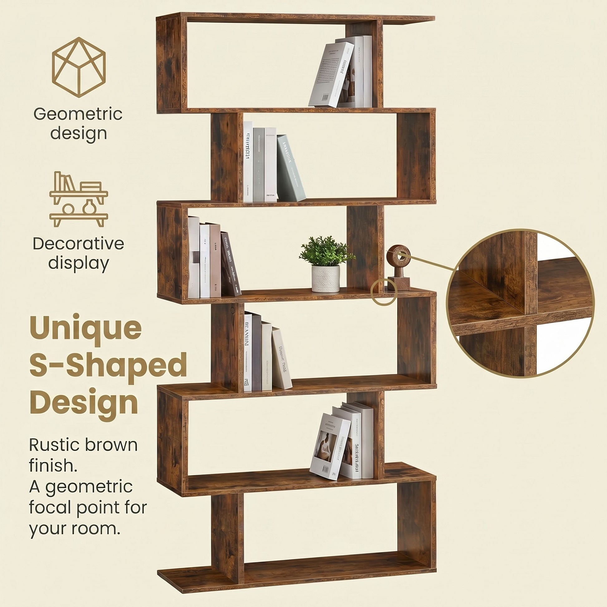 Bookshelf, 6-Tier Bookcase, Room Divider - image 6