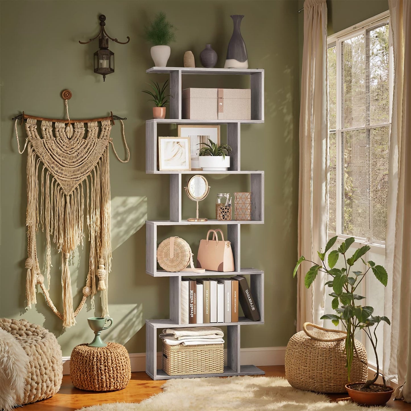 Bookshelf, 6-Tier Bookcase, Room Divider - image 19