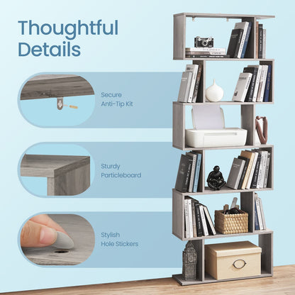 Bookshelf, 6-Tier Bookcase, Room Divider - image 21
