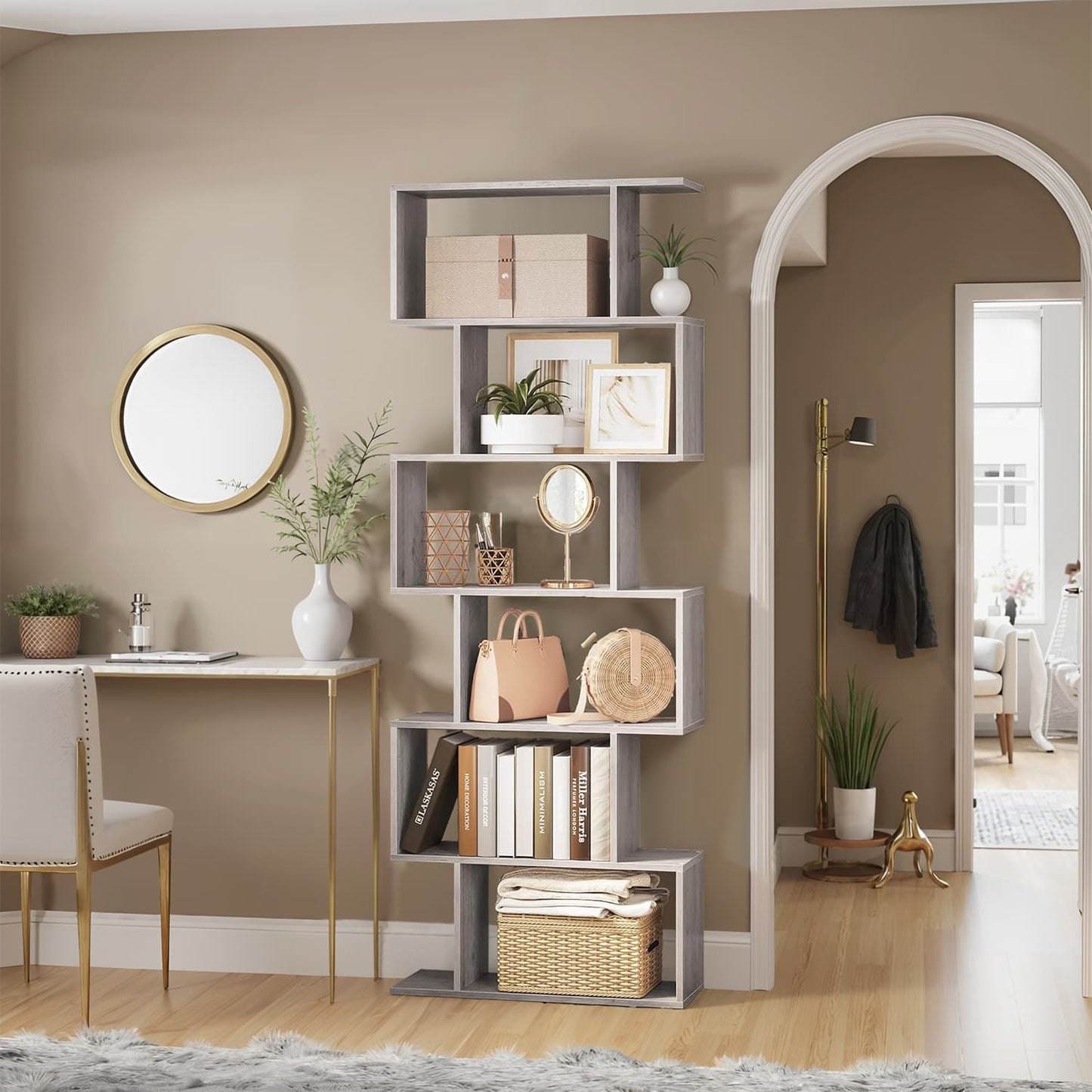 Bookshelf, 6-Tier Bookcase, Room Divider - image 20