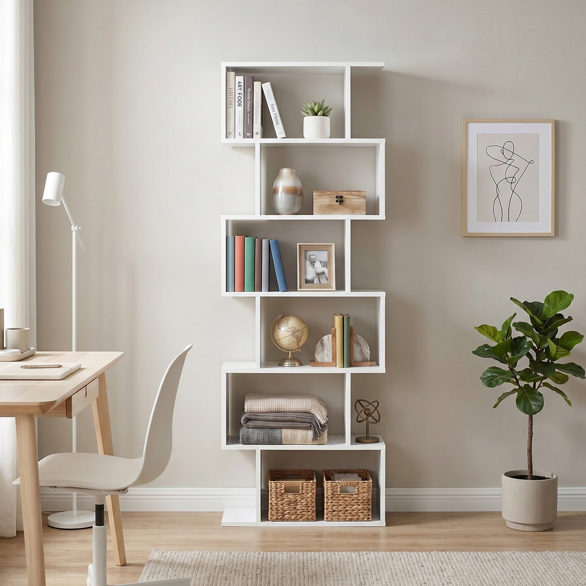 Bookshelf, 6-Tier Bookcase, Room Divider - image 13