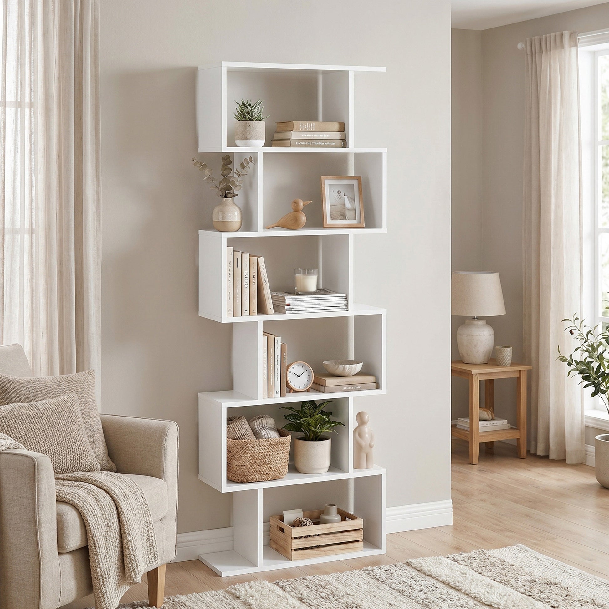 Bookshelf, 6-Tier Bookcase, Room Divider - image 14