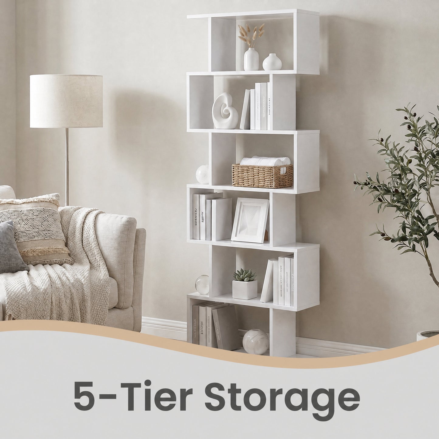 Bookshelf, 6-Tier Bookcase, Room Divider - image 15