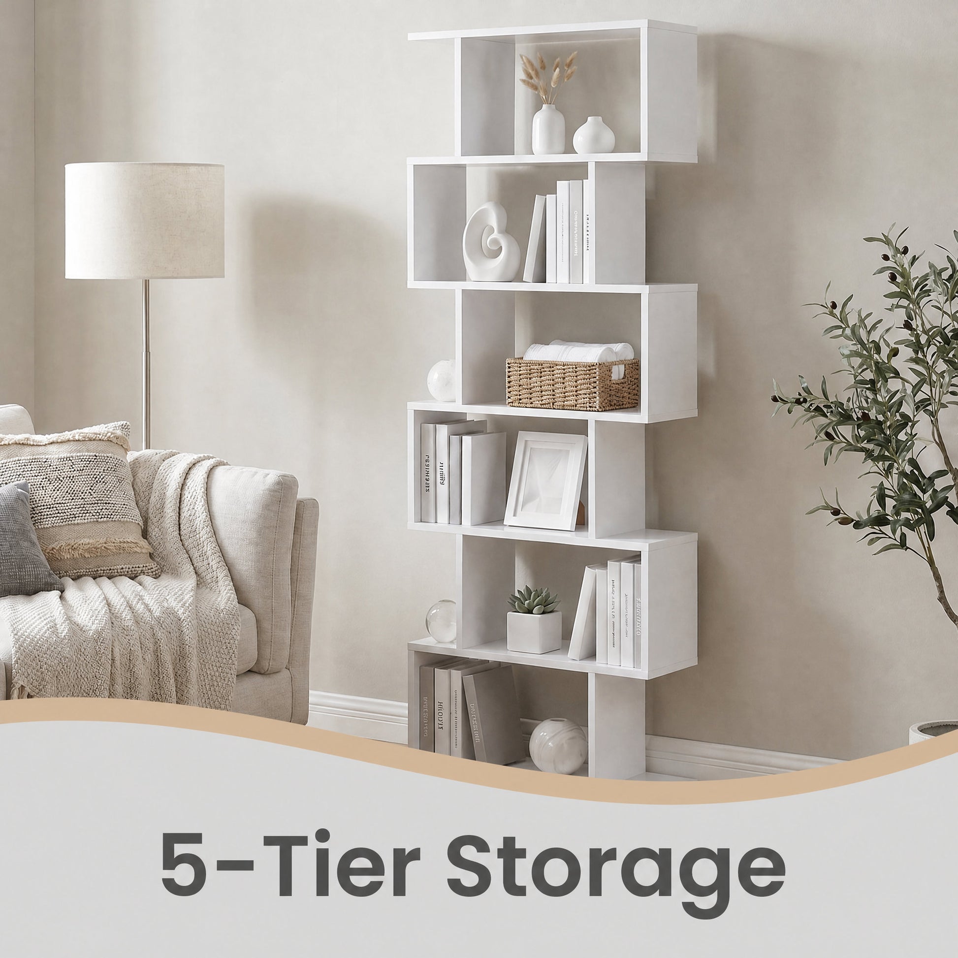 Bookshelf, 6-Tier Bookcase, Room Divider - image 15
