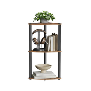 Superfast Toolless Assembly Corner Shelf Stand 3-Tier Rustic Brown