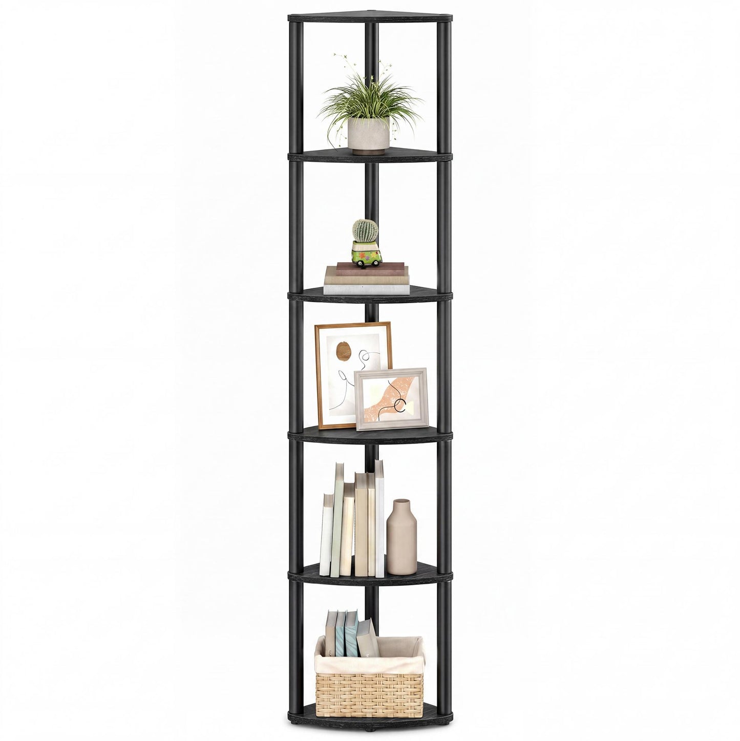 Superfast Toolless Assembly 6-Tier Corner Shelf Corner Shelf Stand, 15.1 x 10.6 x 68.3 Inches, Living Room - image 1