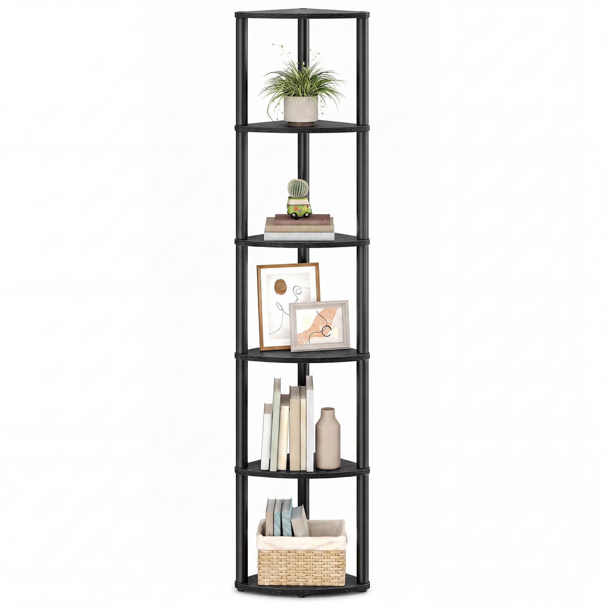 Superfast Toolless Assembly 6-Tier Corner Shelf Corner Shelf Stand, 15.1 x 10.6 x 68.3 Inches, Living Room - image 1