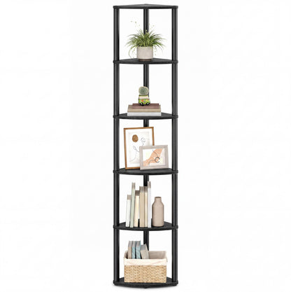 Superfast Toolless Assembly 6-Tier Corner Shelf Corner Shelf Stand, 15.1 x 10.6 x 68.3 Inches, Living Room - image 1
