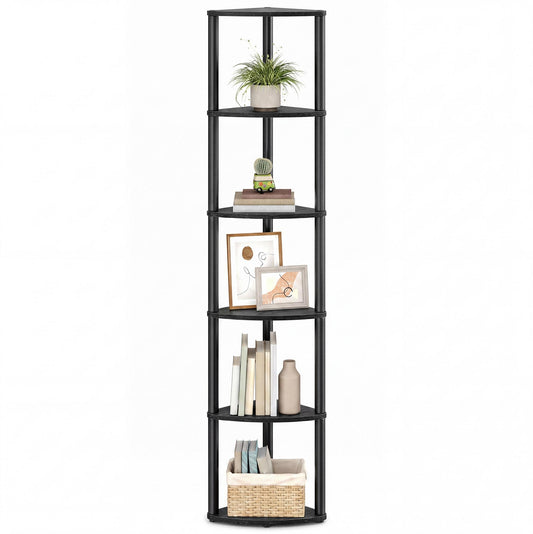 Superfast Toolless Assembly 6-Tier Corner Shelf Corner Shelf Stand, 15.1 x 10.6 x 68.3 Inches, Living Room - image 1
