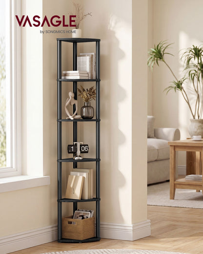 Superfast Toolless Assembly 6-Tier Corner Shelf Corner Shelf Stand, 15.1 x 10.6 x 68.3 Inches, Living Room - image 2