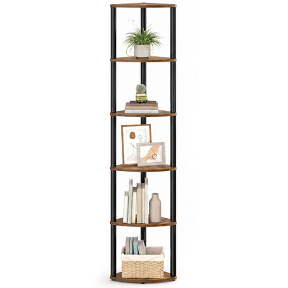 Superfast Toolless Assembly 6-Tier Corner Shelf Corner Shelf Stand, 15.1 x 10.6 x 68.3 Inches, Living Room - image 4