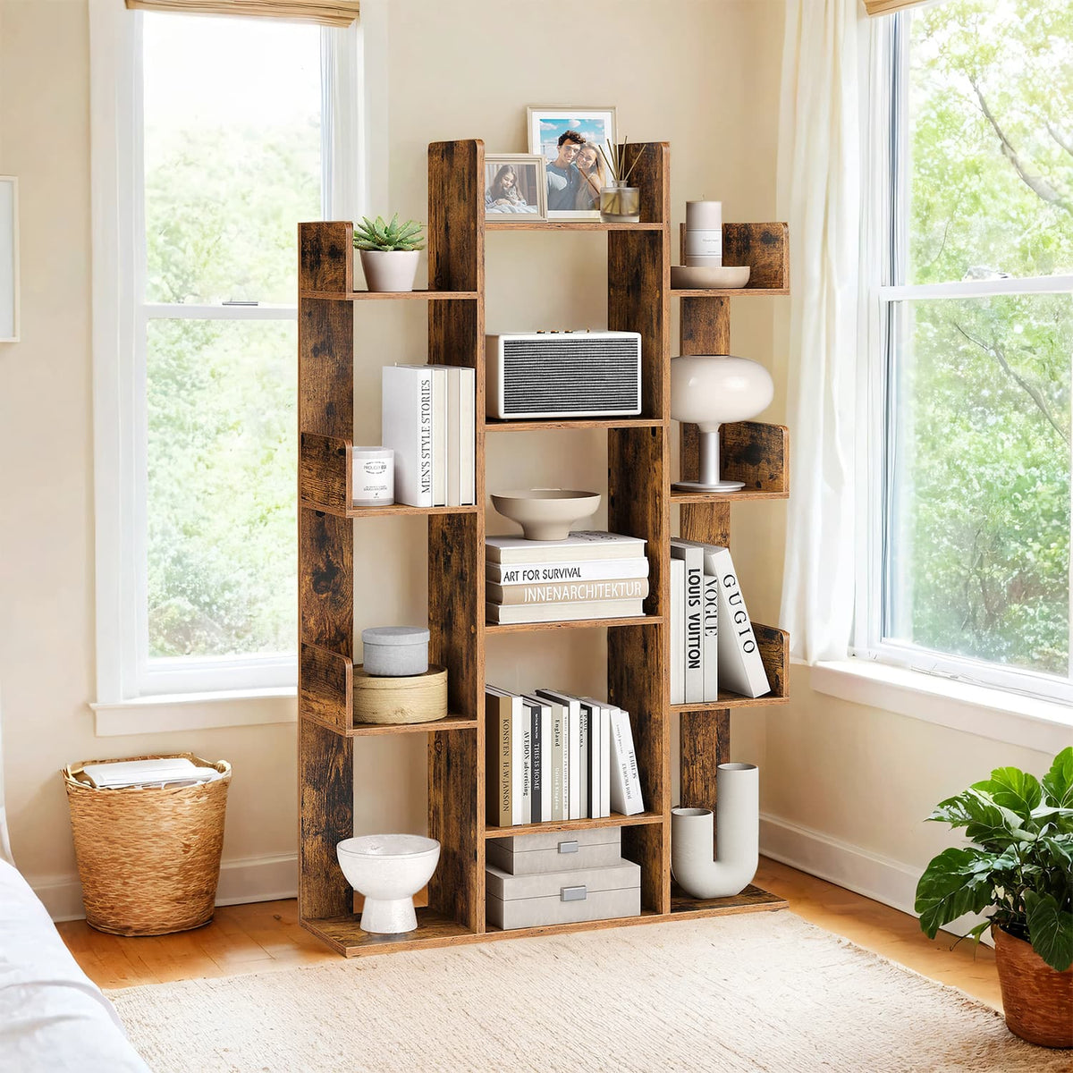 Tree-Shaped Bookcase with 13 Shelves, Brown - image 2