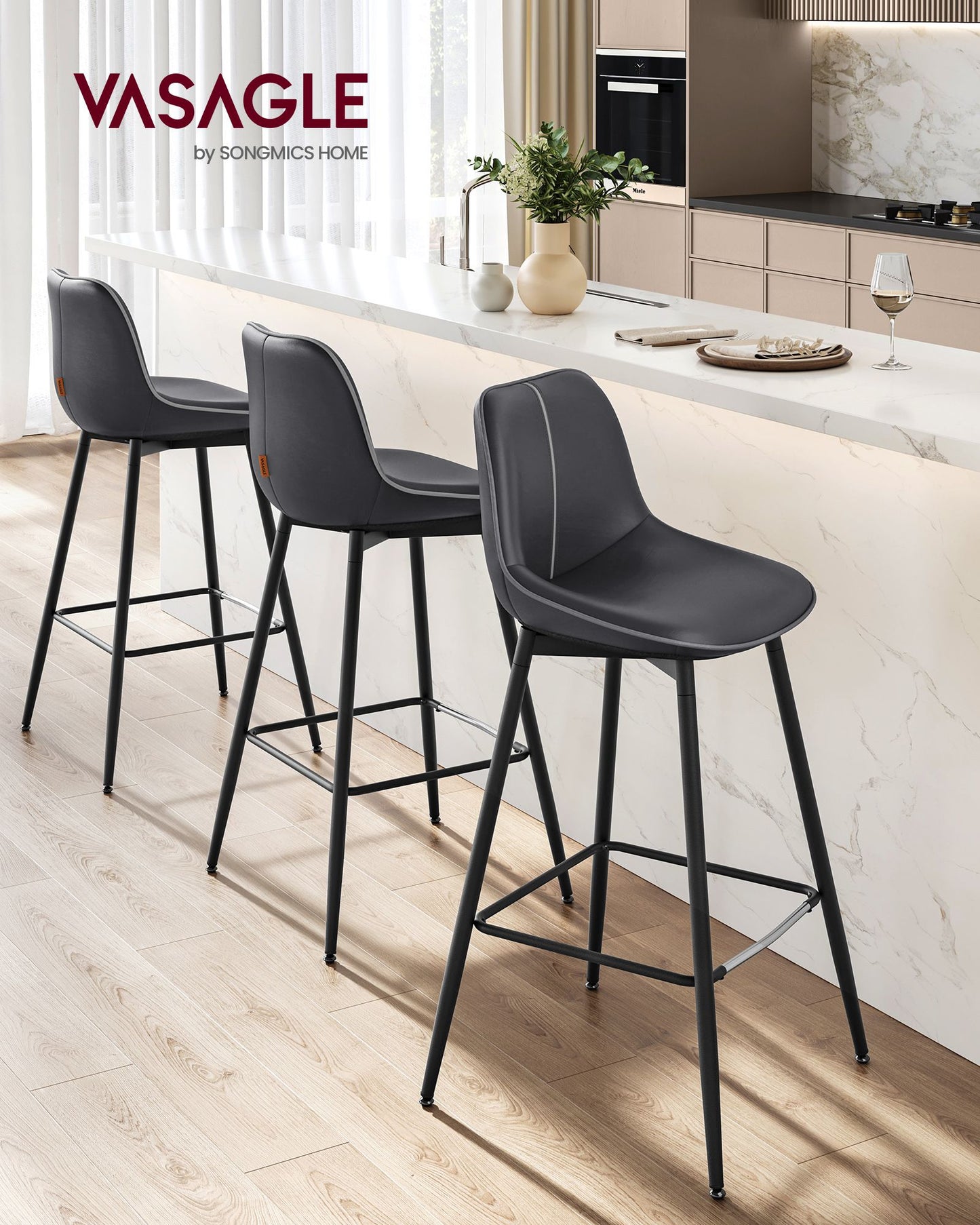 Bar Height Bar Stools with Back Set of 2 - HWLEXTRA 