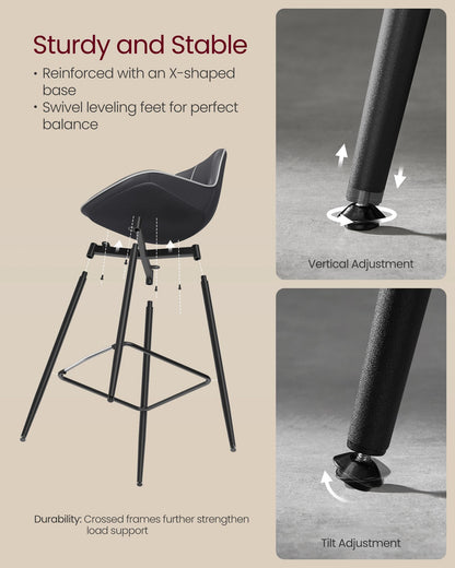 Bar Height Bar Stools with Back Set of 2 - HWLEXTRA 