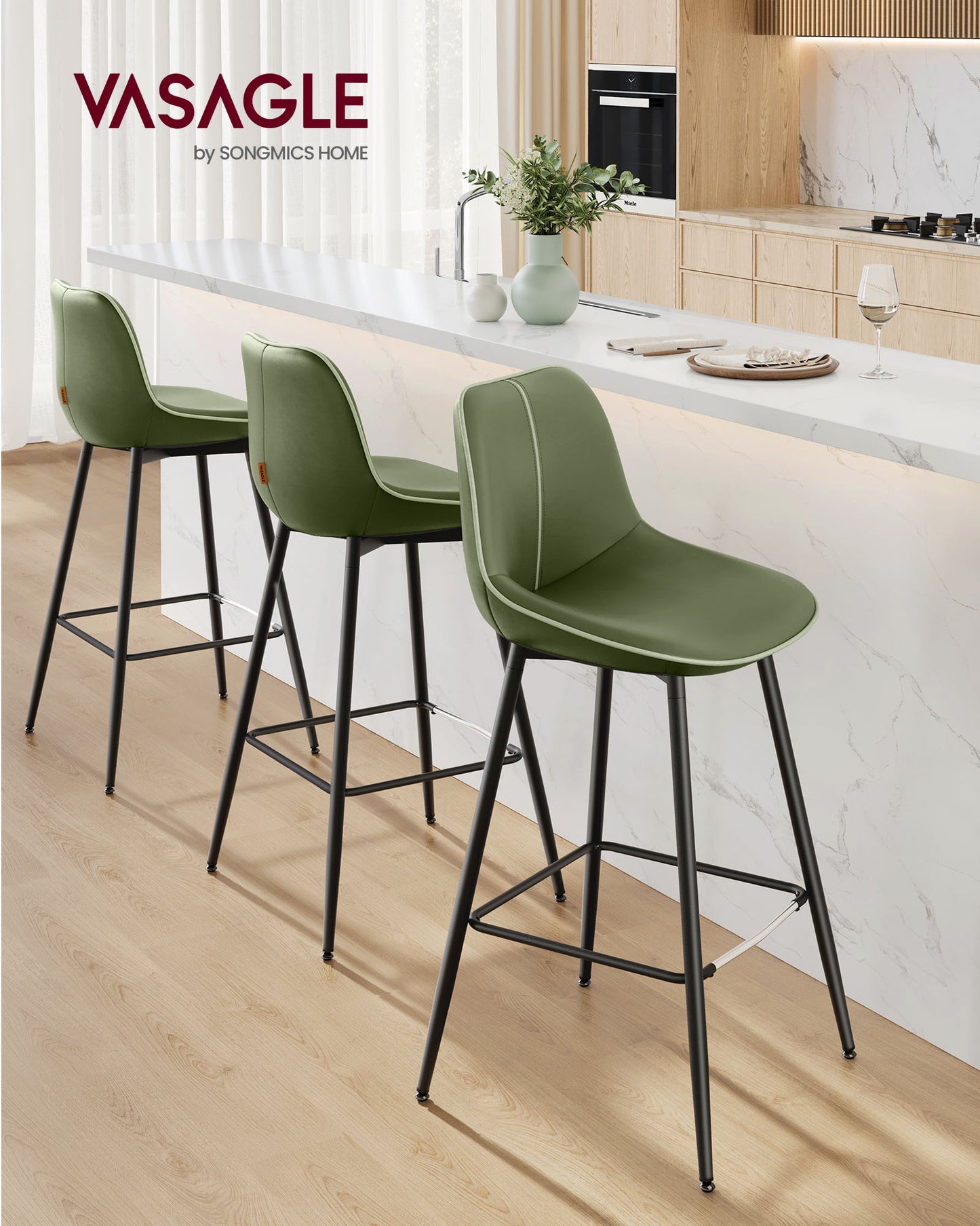 Bar Height Bar Stools with Back Set of 2 - HWLEXTRA 