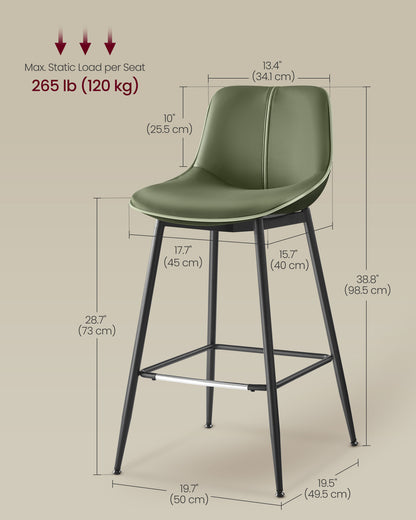 Bar Height Bar Stools with Back Set of 2 - HWLEXTRA 