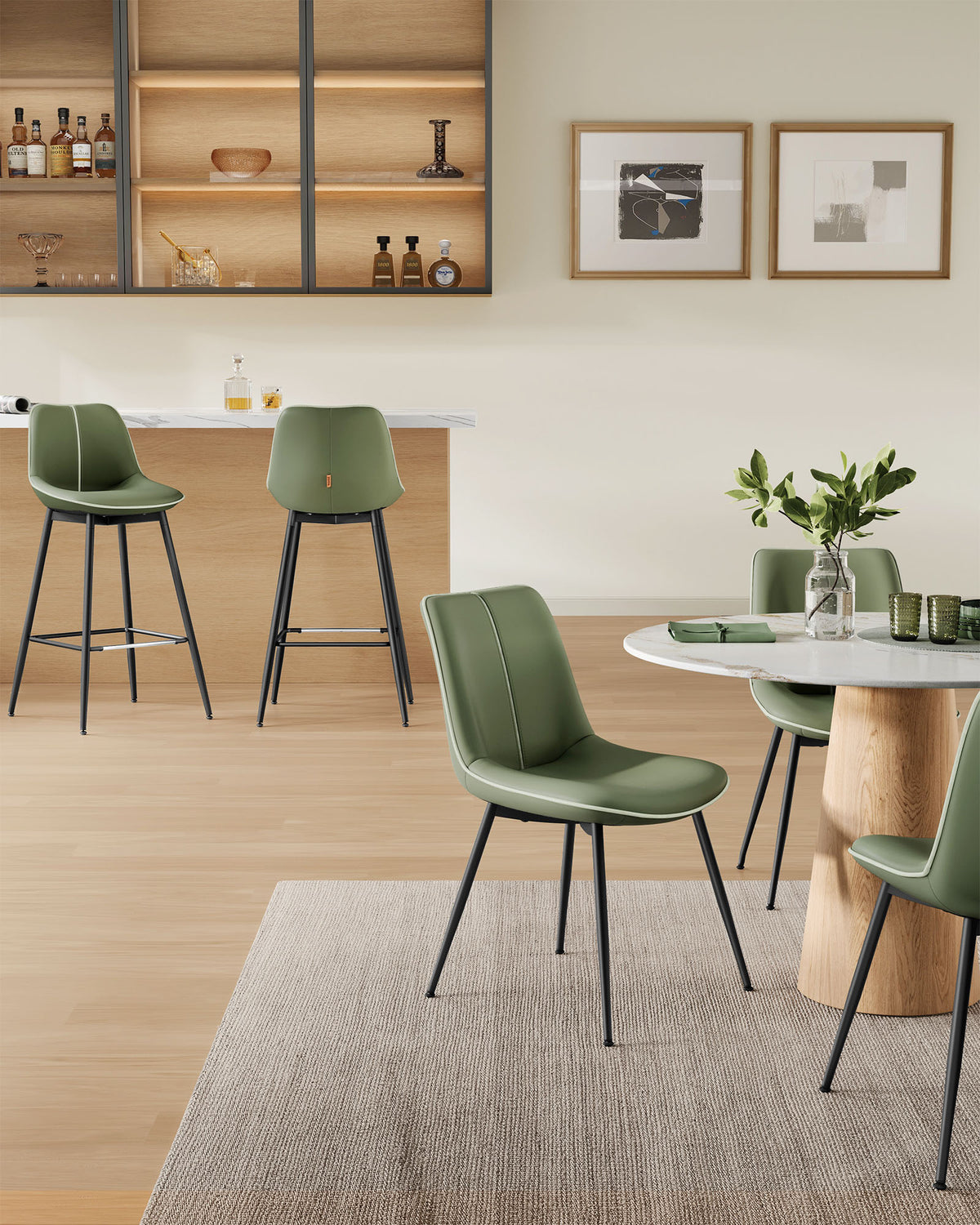 Bar Height Bar Stools with Back Set of 2 - HWLEXTRA 