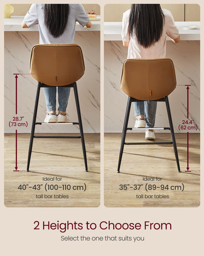 Bar Height Bar Stools with Back Set of 2 - HWLEXTRA 