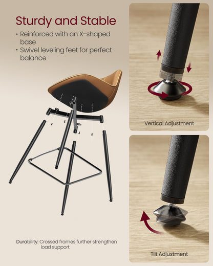 Bar Height Bar Stools with Back Set of 2 - HWLEXTRA 