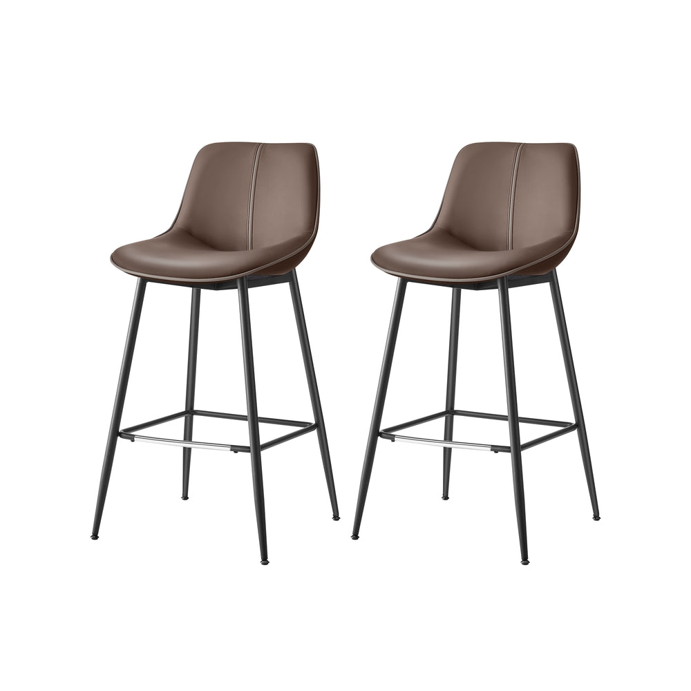 Bar Height Bar Stools with Back Set of 2 - Coffee Brown / 28.7" Bar Height