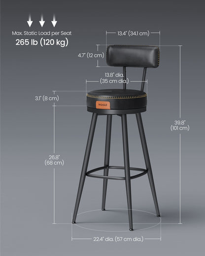 EKHO Collection - Swivel Bar Stools with Backs, 30-Inch Tall - HWLEXTRA 