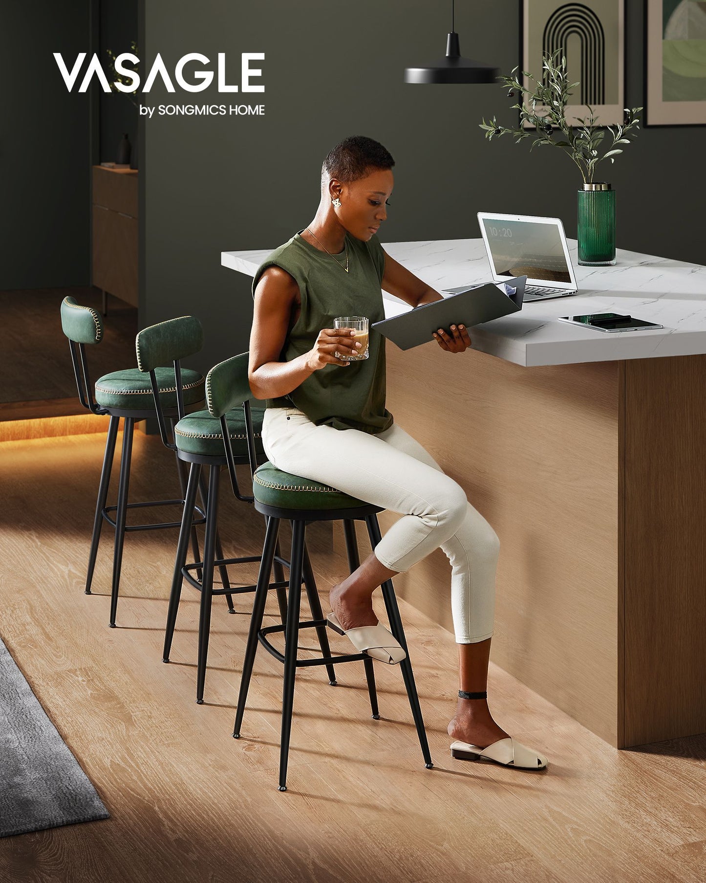 EKHO Collection - Swivel Bar Stools with Backs, 30-Inch Tall - HWLEXTRA 