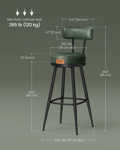 EKHO Collection - Swivel Bar Stools with Backs, 30-Inch Tall - HWLEXTRA 